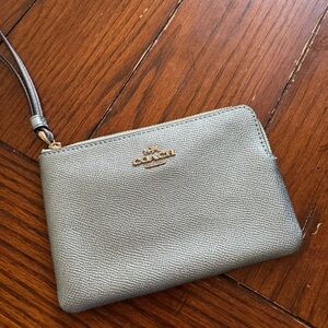 Coach Metallic Blue/Green Silver Wristlet